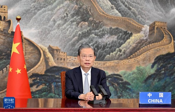  趙樂際在“中立之友小組”成員國(guó)議會(huì)領(lǐng)導(dǎo)人會(huì)議上發(fā)表視頻致辭