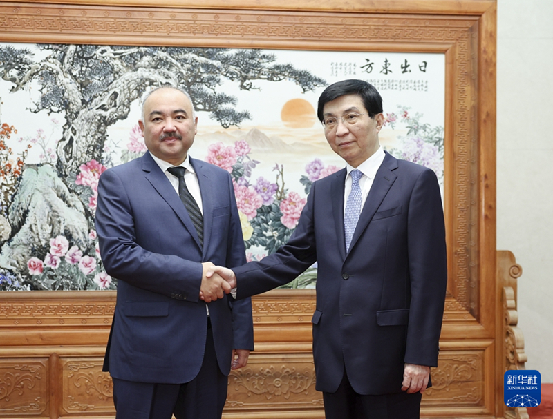 王滬寧會見吉爾吉斯斯坦議長沙基耶夫
